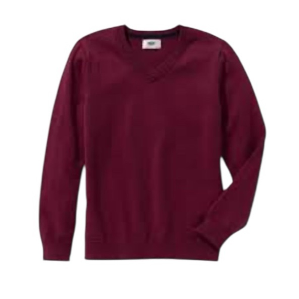 NWT Old Navy Boys Uniform Classic V-Neck Sweater in Deep Burgundy Fall Winter